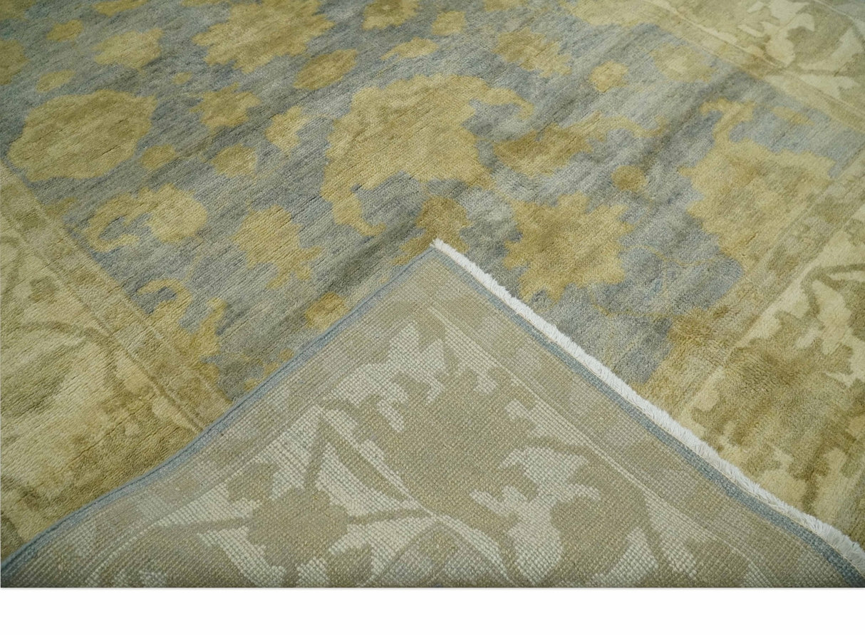 5.9x8.4 Hand Knotted Gray and Beige Traditional Oushak Wool Area Rug