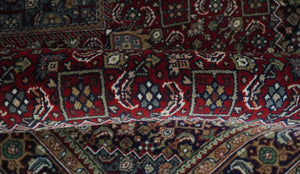 5x7 Antique Persian Hand Knotted Maroon, Black and Blue Traditional Medallion Wool Rug | KNT25