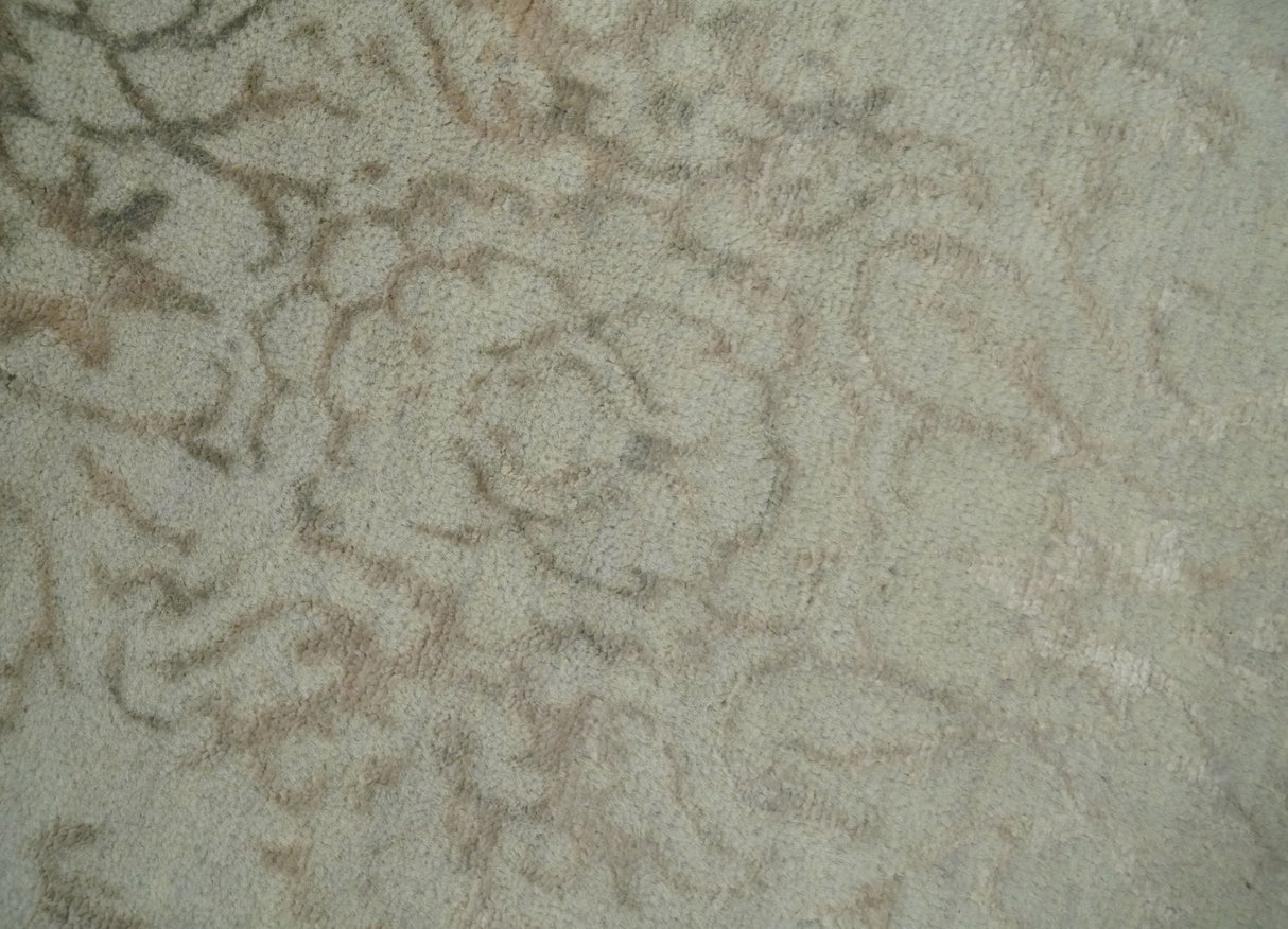5x7 Fine Hand Knotted Beige and Brown Traditional Vintage Persian Style Antique Wool and Silk Rug | AGR50