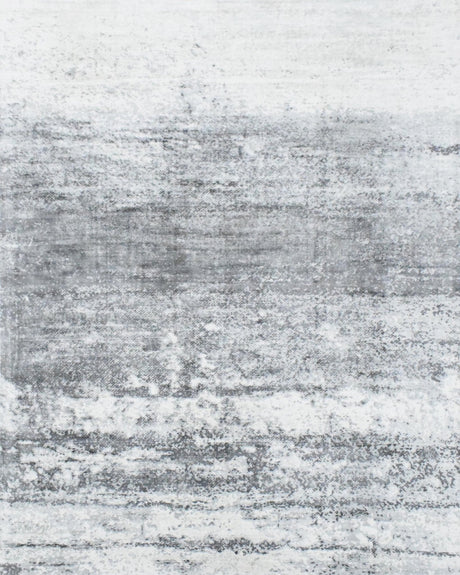 5x7.6 Rug, Abstract Ivory and Gray Rug made with Viscose Art Silk