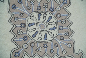 5x8, 6x9, 8x10 and 9x12 Ivory and Peach Persian Style Antique Oriental Tribal Hand Tufted Wool Area Rug | TRI3
