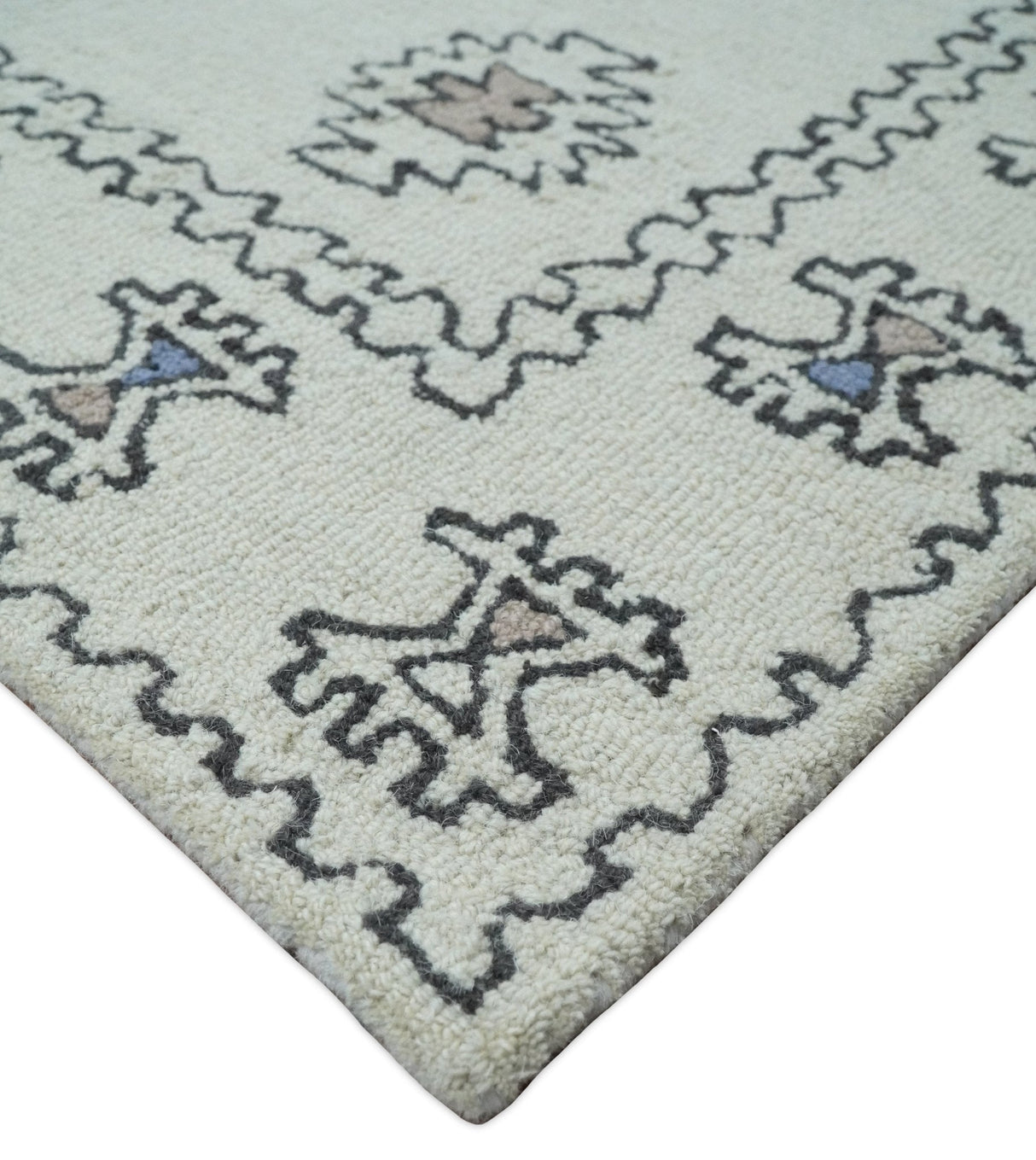 5x8, 6x9, 8x10 and 9x12 Ivory and Peach Persian Style Antique Oriental Tribal Hand Tufted Wool Area Rug | TRI3
