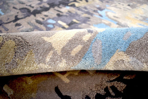 5x8 Abstract Black and Blue Area Rug | Handmade with Wool and Viscose | TRD633958