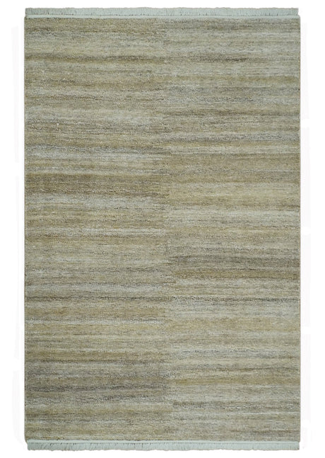 5x8 Beige, Gray and Silver Stripes Design Dari Pet yarn Rug