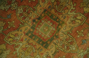 5x8 Gold and Rust Heriz Serapi Traditional Vintage Antique Hand Knotted Wool Area Rug