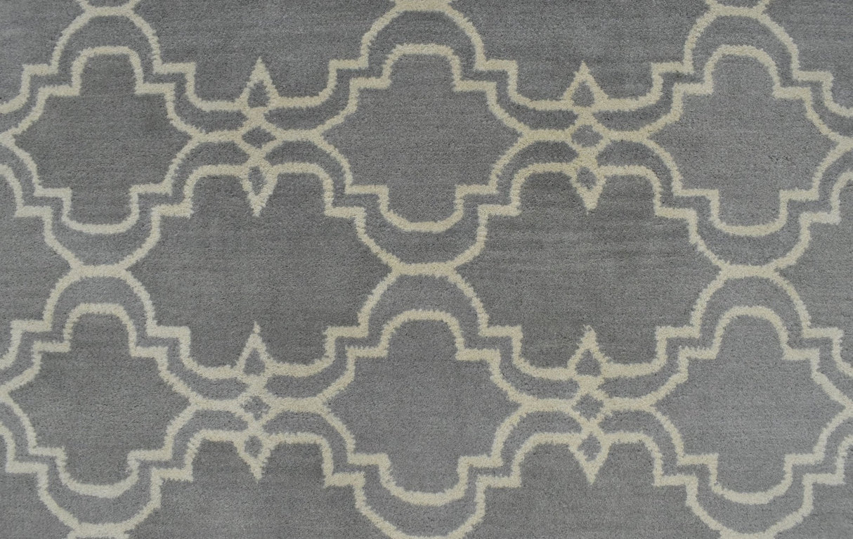 5x8 Gray and Beige Wool Area Rug | Handmade Area rug made with fine wool
