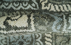 5x8 Hand Knotted Charcoal, Blue and Ivory Antique Persian Style Contemporary Bamboo Silk Area Rug | OP88