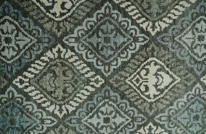 5x8 Hand Knotted Charcoal, Blue and Ivory Antique Persian Style Contemporary Bamboo Silk Area Rug | OP88