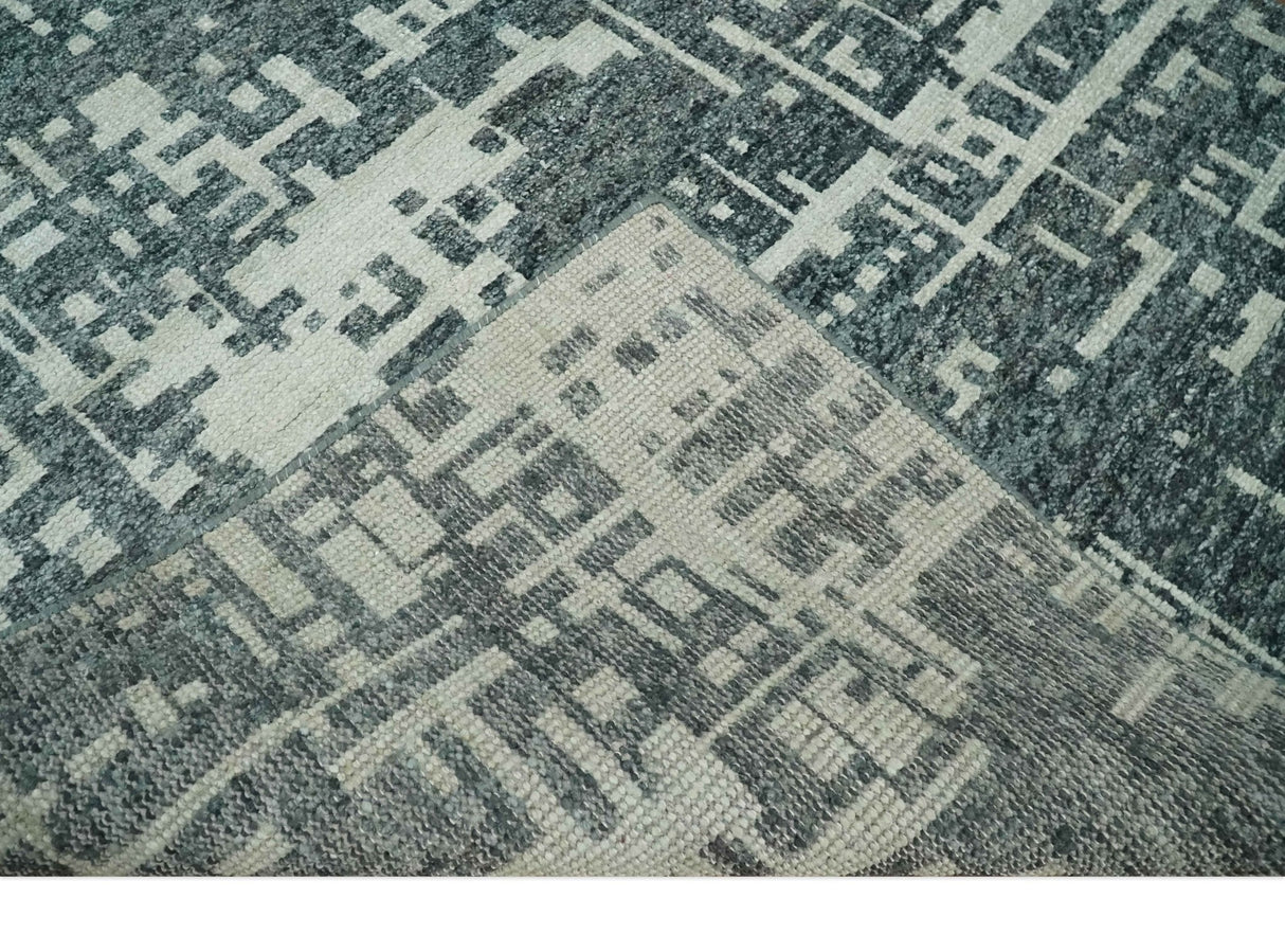 5x8 Hand Knotted Gray, Charcoal and Ivory Modern Abstract Contemporary Recycled art silk Area Rug