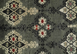 5x8 Hand Knotted Moss Green, Beige and Black Antique Persian Style Contemporary Recycled Silk Area Rug | OP73