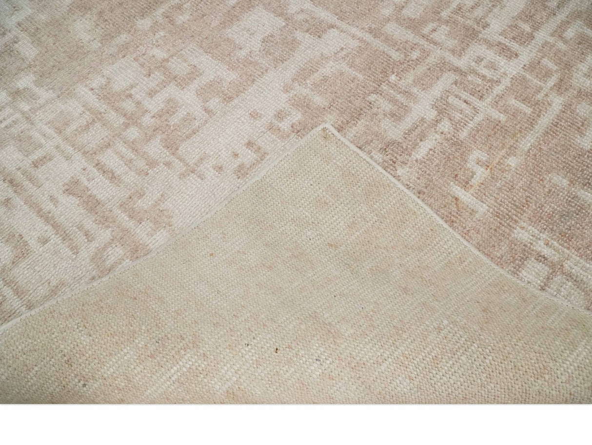 5x8 Hand Knotted Tan and Ivory Modern Abstract Contemporary Recycled Silk Area Rug
