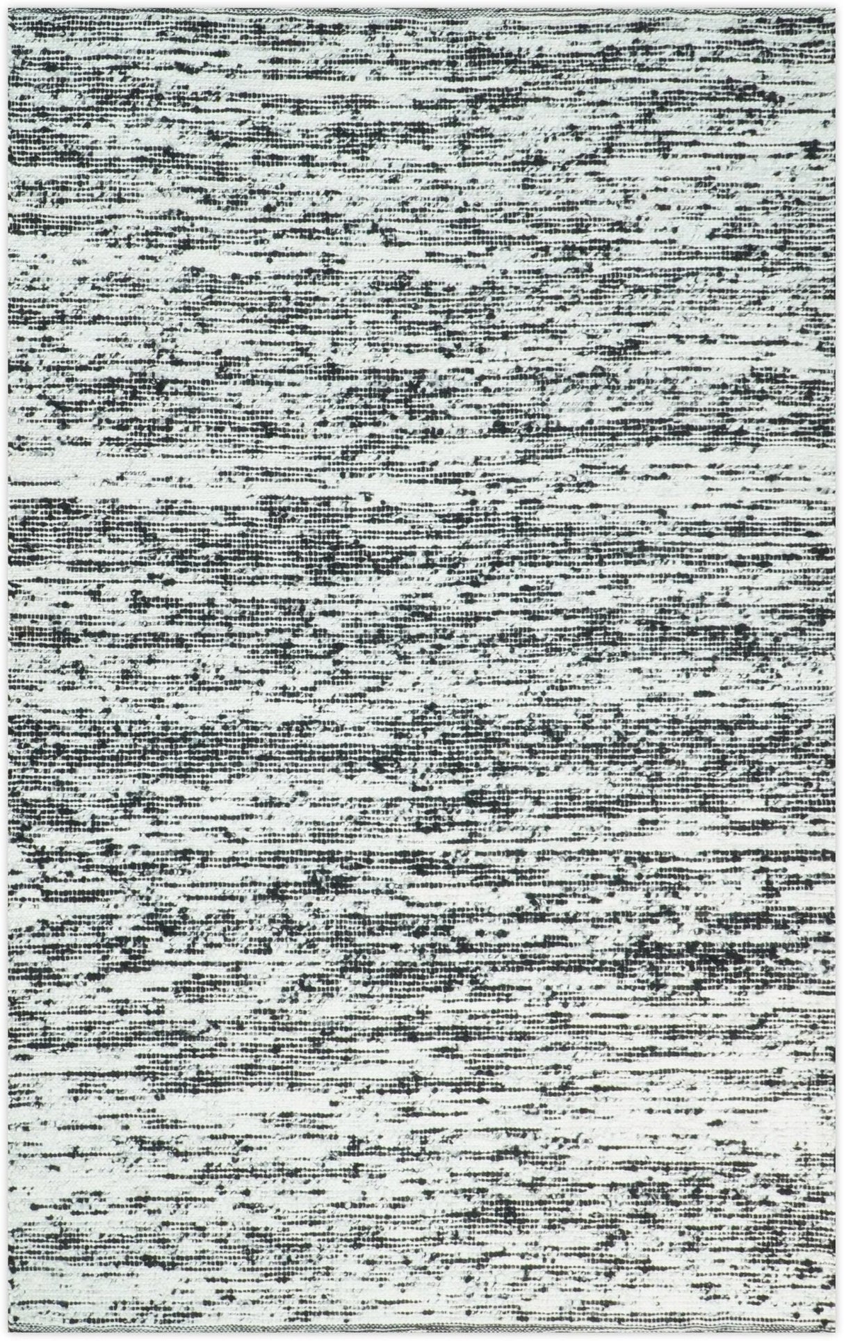 5x8 Hand Made Woolen Chunky and Soft Black and Ivory Area Rug | BER1