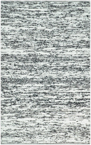 5x8 Hand Made Woolen Chunky and Soft Black and Ivory Area Rug | BER1