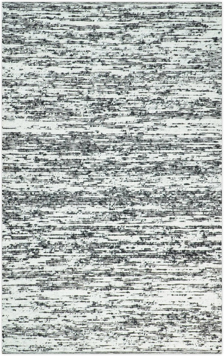 5x8 Hand Made Woolen Chunky and Soft Black and Ivory Area Rug | BER1