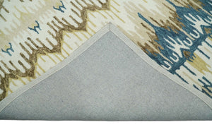 5x8 Hand Tufted Blue and Beige Modern Ikat Wool Area Rug | TRDMA37