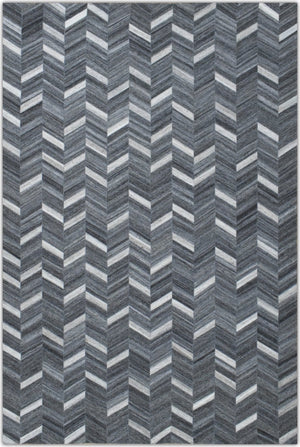 5x8 Handmade Gray and Ivory Chevron Viscose Area Rug | LR9