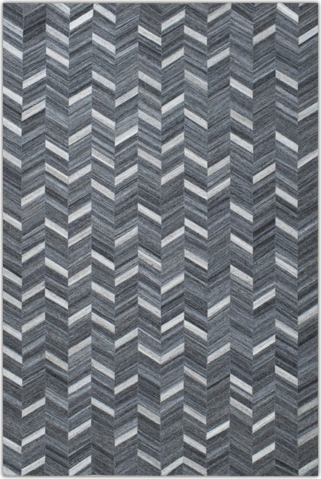 5x8 Handmade Gray and Ivory Chevron Viscose Area Rug | LR9