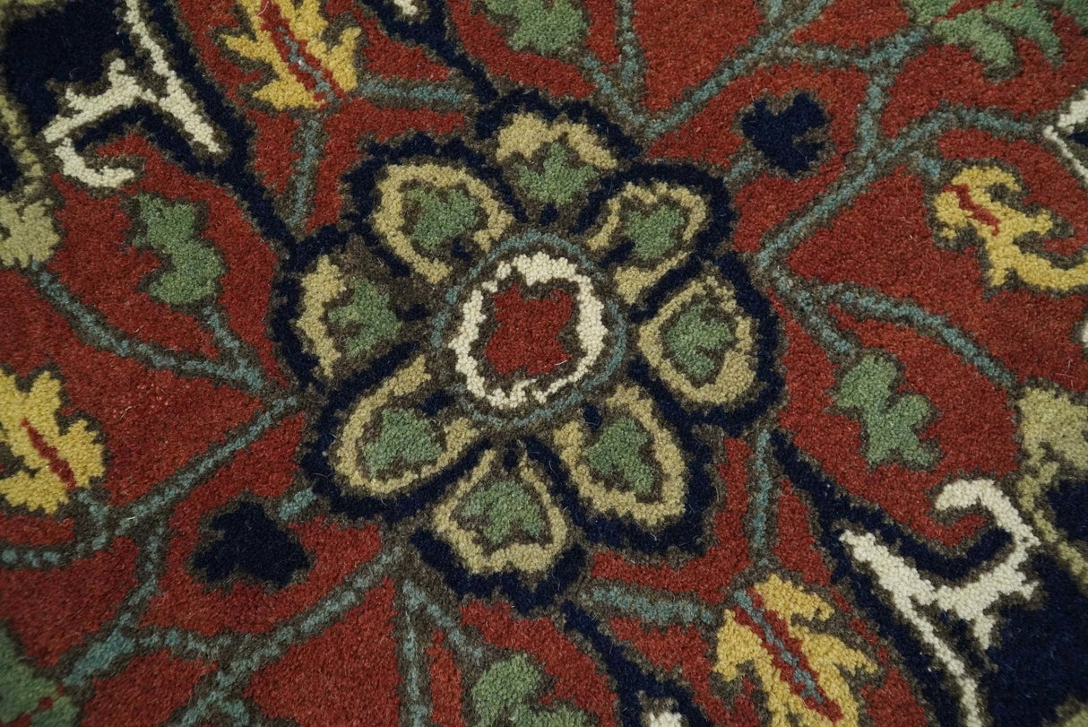 5x8 Handmade Rust and Blue made with fine wool Area Rug | TRDCP11858