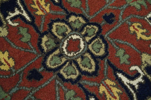 5x8 Handmade Rust and Blue made with fine wool Area Rug | TRDCP11858