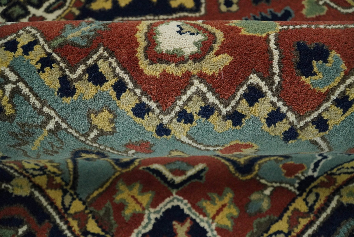 5x8 Handmade Rust and Blue made with fine wool Area Rug | TRDCP11858