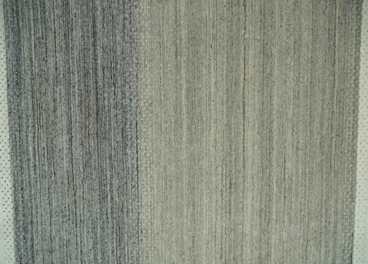 5x8 Ivory, Gray and Black Striped Wool Hand Woven Southwestern Gabbeh Rug | KNT18