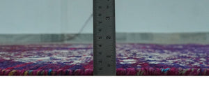 5x8 Purple, Maroon and Ivory Traditional Large Ikat Design Hand Knotted wool Area Rug