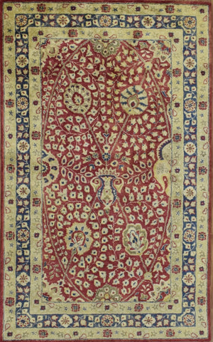 5x8 Red and Gold Handmade Classic Vintage Design Wool Area Rug