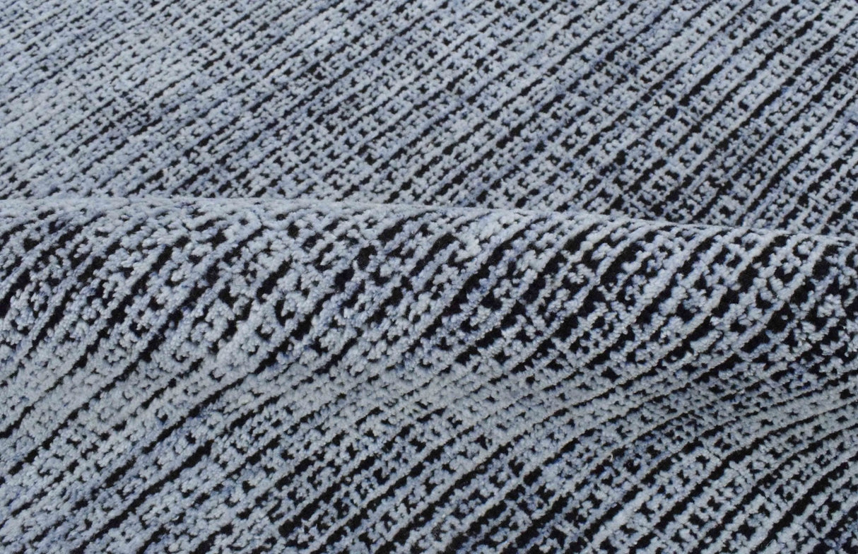 5x8 Silver and Black Handmade Area Rug Made With Fine Viscose