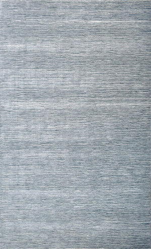 5x8 Solid blue and Silver Area Rug | Handmade with Wool & Viscose | TRD1006858