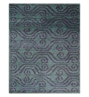 5x8 and 8x10 Hand Knotted Blue, Gray and Purple Modern Contemporary Southwestern Tribal Trellis Recycled Silk Area Rug | OP32