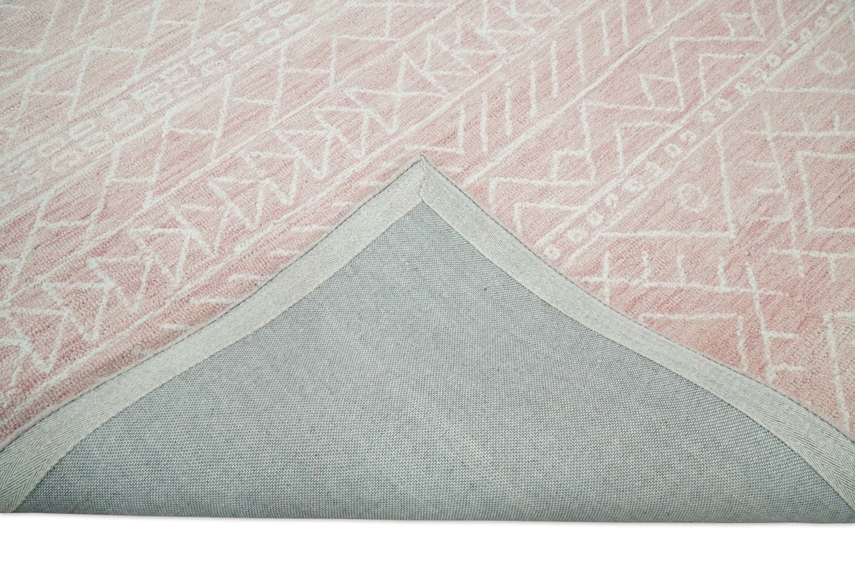 5x8 and 8x10 Hand Made Woolen Modern Pink Area Rug | AZT001