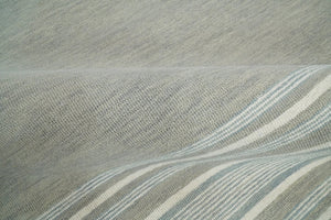 5x8 and 8x10 Hand Made Woolen Modern Stripes Ivory and Grey Area Rug | NAU003