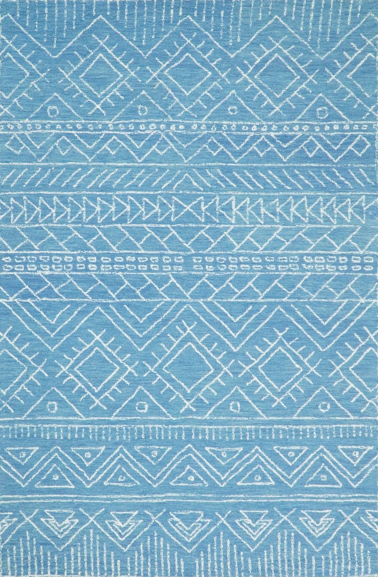 5x8 and 8x10 Hand Made Woolen Tribal Solid Blue Area Rug | AZT002