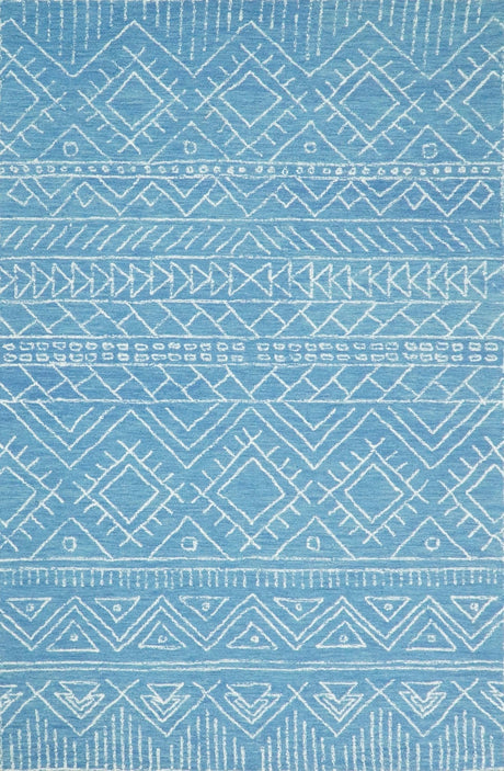 5x8 and 8x10 Hand Made Woolen Tribal Solid Blue Area Rug | AZT002