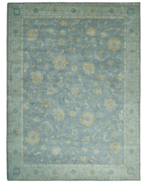 5x8 and 9x12 Handmade Classic Vintage Design Blue and Silver Wool Area Rug | TRDCP12158