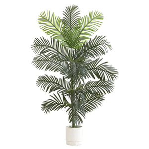 6’ Artificial Paradise Palm with White Decorative PlanterPlanter