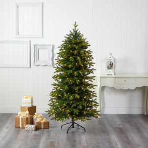 6’ Belgium Fir “Natural Look” Artificial Christmas Tree with 300 Clear LED Lights