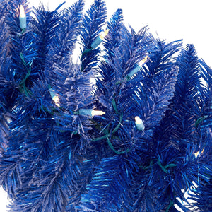 6' Blue Artificial Christmas Garland with 50 Warm White Lights