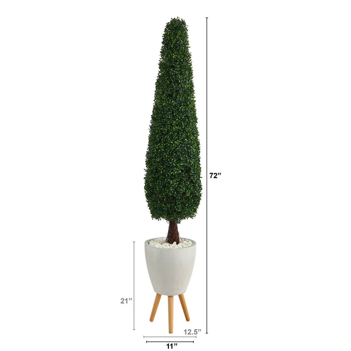 6’ Boxwood Topiary Artificial Tree in White Planter with Stand (Indoor/Outdoor)
