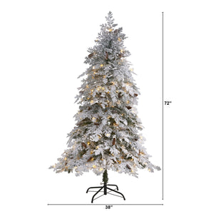 6' Flocked Montana Down Swept Spruce Artificial Christmas Tree with 250 Clear LED Lights