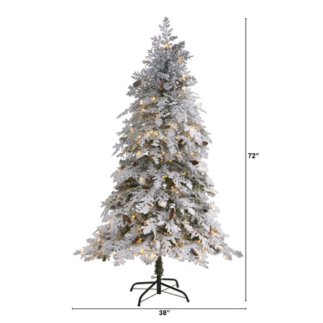 6' Flocked Montana Down Swept Spruce Artificial Christmas Tree with 250 Clear LED Lights