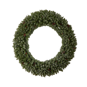 6’ Giant Flocked Christmas Wreath with Pinecones, 400 Clear LED Lights and 920 Bendable Branches