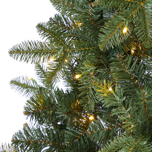 6’ Grand Teton Spruce Flat Back Artificial Christmas Tree with 180 Clear LED Lights and 727 Bendable Branches