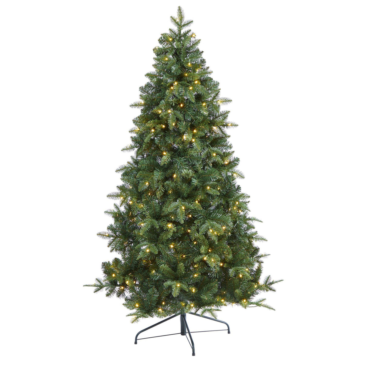 6’ Grand Teton Spruce Flat Back Artificial Christmas Tree with 180 Clear LED Lights and 727 Bendable Branches