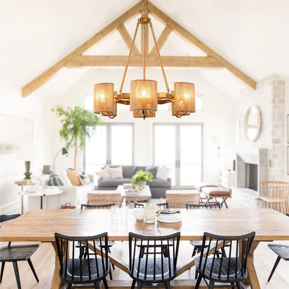 6-Light Farmhouse Bedroom Island Pendant Lighting