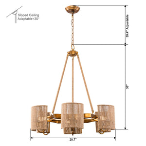 6-Light Farmhouse Bedroom Island Pendant Lighting