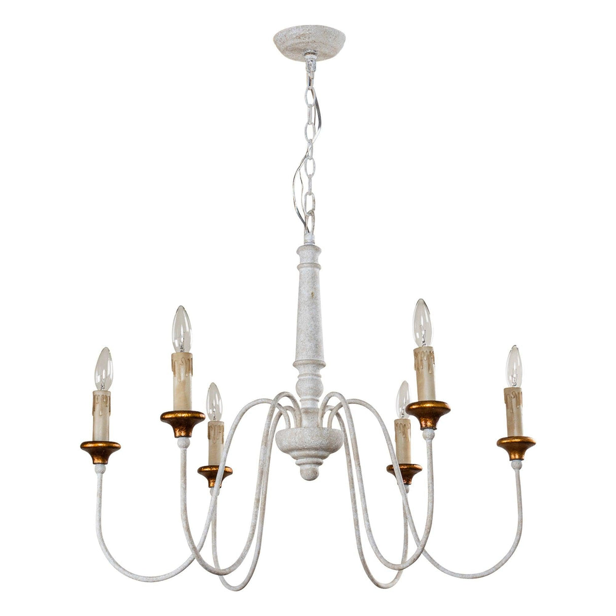 6-Light French Country Candle-Style Chandelier in Distressed