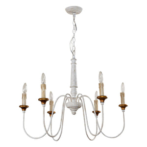 6-Light French Country Candle-Style Chandelier in Distressed