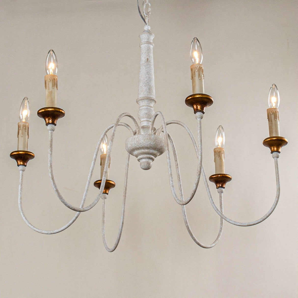 6-Light French Country Candle-Style Chandelier in Distressed