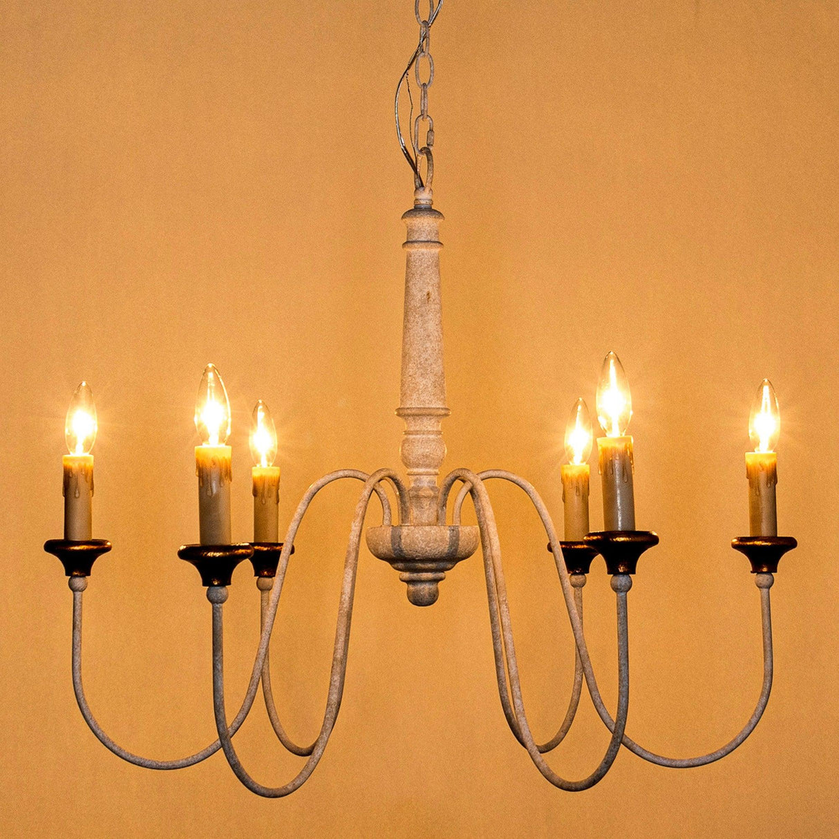 6-Light French Country Candle-Style Chandelier in Distressed